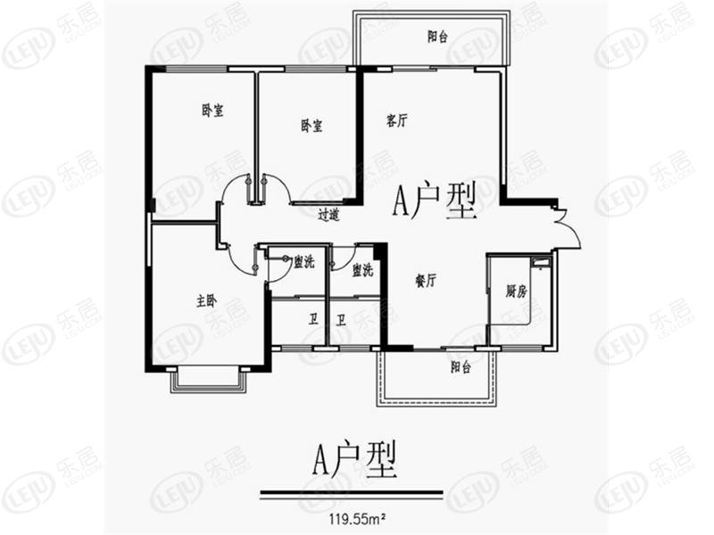 文星佳苑3室2厅2卫户型图 - 邵阳乐居