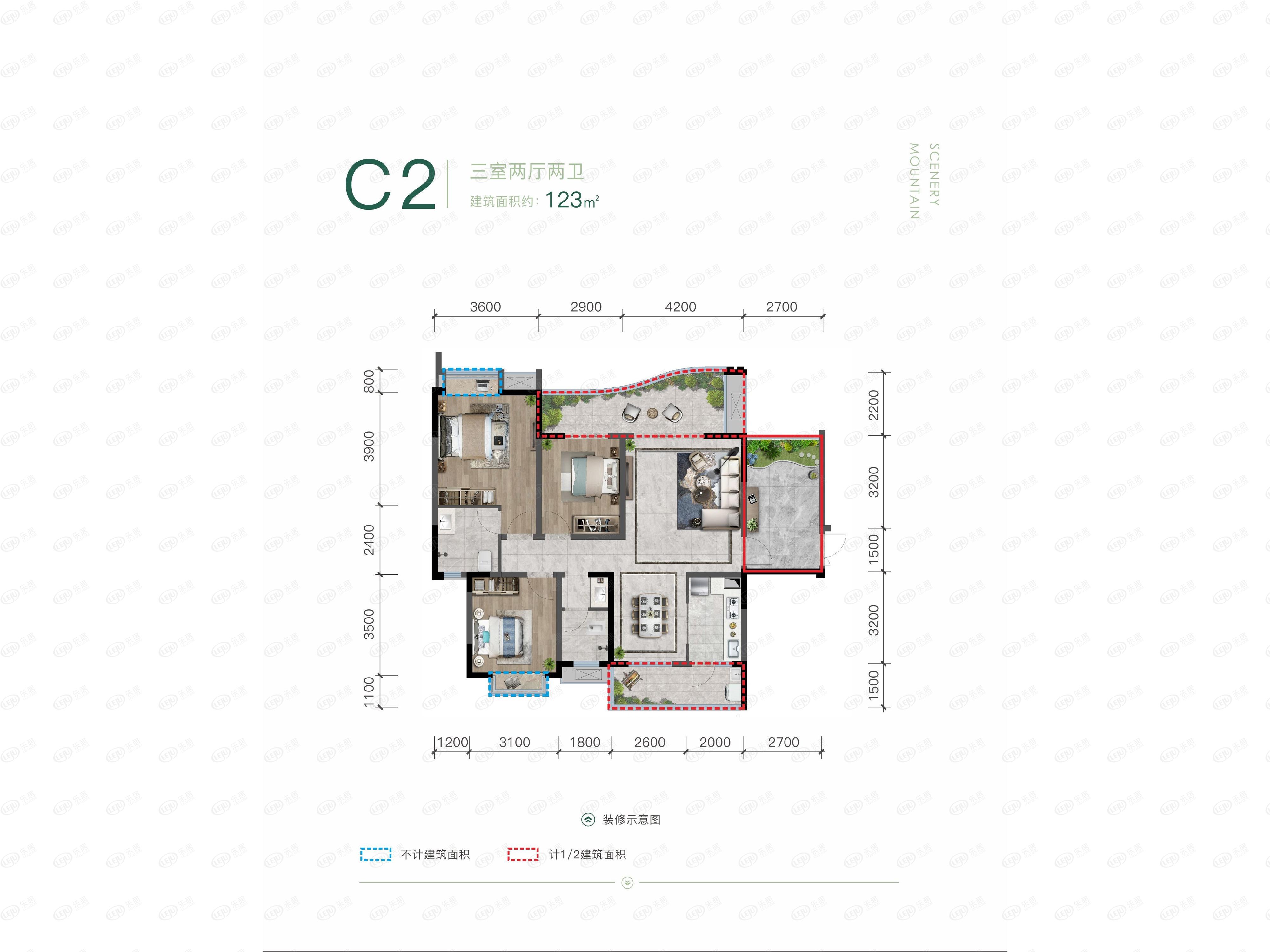 朗诗观山樾c2户型户型图