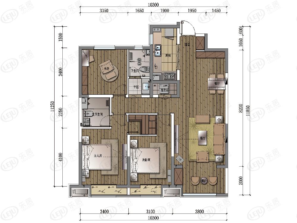 太原万科城136平米户型户型图
