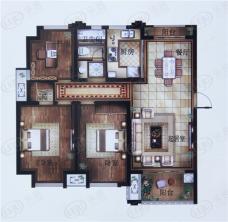 边城香榭里8号C1户型 106平米 三室两厅一卫户型图