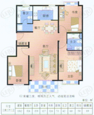 建华新苑房型: 三房;  面积段: 121.7 －135 平方米;
户型图
