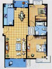 新城逸境园房型: 二房;  面积段: 76 －92 平方米;户型图