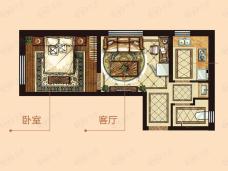中海学府公馆公寓标准层50平米户型户型图