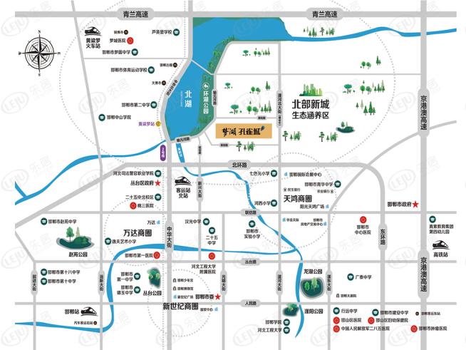 梦湖孔雀城1.1期位置交通图