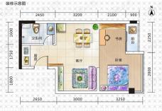 时代公馆MINI派26房 一室两厅一卫 44平米户型图
