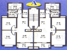 爱法新城一期房型: 二房;  面积段: 91.62 －93.57 平方米;
户型图