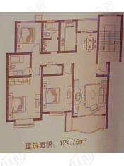 博泰景苑房型: 三房;  面积段: 118 －137 平方米;
户型图