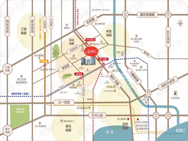 汉港武林汇位置交通图