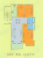 汇康公寓房型: 三房;  面积段: 110 －130 平方米;
户型图