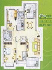 春申万科城一期房型: 三房;  面积段: 125 －137 平方米;
户型图