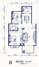 东方莱茵三期房型: 二房;  面积段: 85 －92 平方米;户型图
