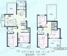 中虹花园房型: 复式;  面积段: 142 －183 平方米;
户型图