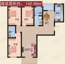九龙苑B7-B11三室两厅两卫户型图