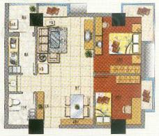 雅琪公寓房型: 二房;  面积段: 82 －83 平方米;户型图